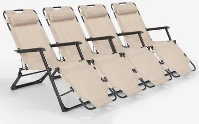 Produktbild von 4er Set Liegestühle Strandliegen Sonnenliegen faltbar für Garten Emily Lux Zero Gravity - Beige