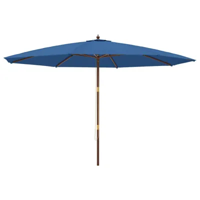 Image de vidaXL Parasol avec mât en bois bleu azur 400x273 cm