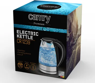 Zdjęcie produktu dla Adler AD 1225 electric kettle 1.7 L Black Stainless steel Transparent 2200 W