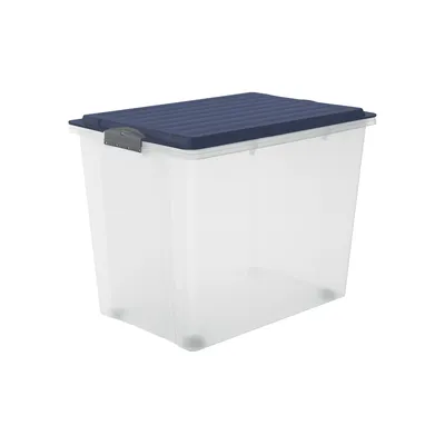 Produktbild von Rotho Aufbewahrungsbox mit Rollen 70L COMPACT - Kunststoffbox je 57,0 x 39,5 x 43,5 cm - Stapelbox mit Deckel - Boxen sicher verschliessbar