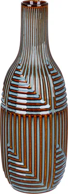 Zdjęcie produktu dla Gilde Vase, Flasche, "Batista", gestreift, Keramik, blau, braun, VE 2, H. 36 cm, D. 13 cm 32564 4063387325643