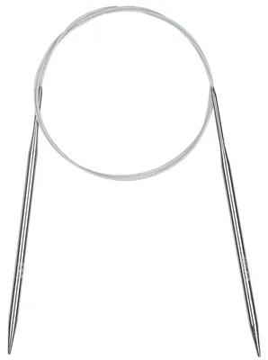 Produktbild von Rundstricknadeln – 5,0 mm Stärke, 100 cm Länge – Edelstahl mit flexiblem Kabel, geeignet für Decken und größere Projekte