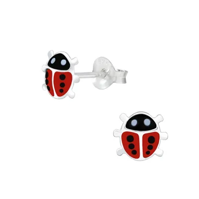 Produktbild von Kinder Ohrringe Silber 925 Ohrstecker Marienkäfer | 6 mm x 7 mm