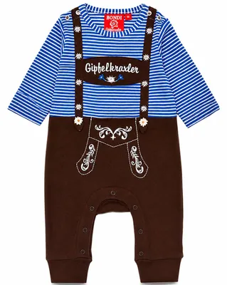 Produktbild von BONDI Baby Strampler "Gipfelkraxler" 91837 | Stripe blue grey Größe: 62
