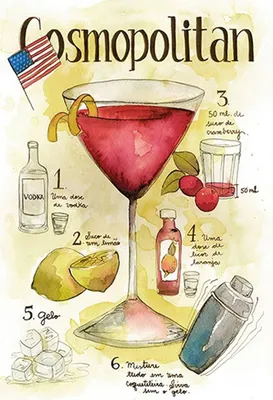 Produktbild von vianmo Holzschild 18x12 cm Cosmopolitan Cocktail Recipe