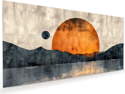 Produktbild von Glasbild 120x60cm in XXL für Wohnzimmer, Schlafzimmer Motiv Sonnenuntergang Kunst
