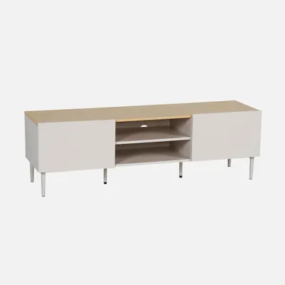 Immagine prodotto di Mobile TV in metallo e decorazione in legno 2 ante, 140cm, Beige