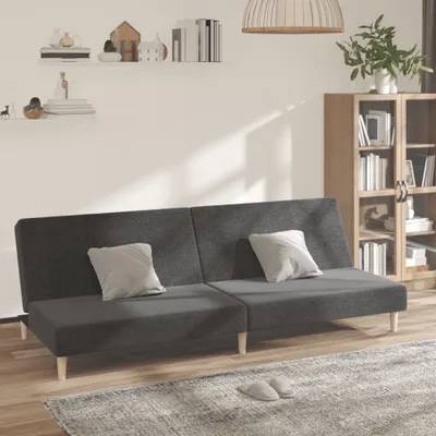 Immagine prodotto di Divano letto 2 posti, colore grigio scuro, rivestito in tessuto