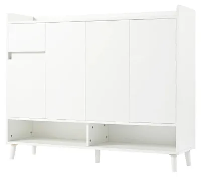 Image de Buffet – Commode et meuble à chaussures – 4 portes – Grand espace de rangement – 120 x 99 x 35 cm – Blanc 2