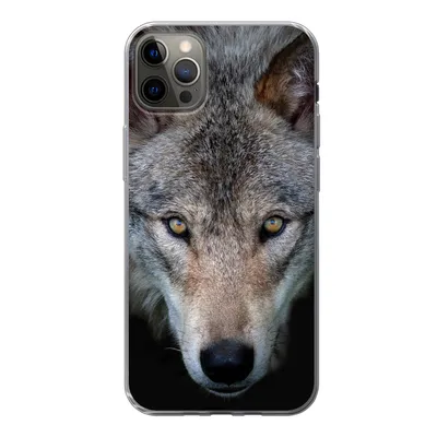 Produktbild von MuchoWow® Handyhülle Schutzhülle Hülle für iPhone 13 Pro Max Wolf - Porträt - Schwarz Silikon Softcase Handy Hülle - Mobiltelefon
