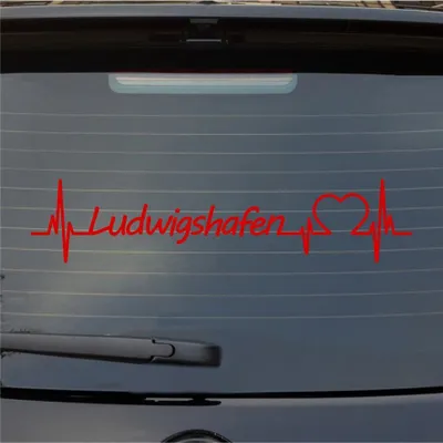 Produktbild von Heckscheibenaufkleber Ludwigshafen Herzschlag Puls Stadt Liebe 55x12 cm Rot Auto Aufkleber Sticker