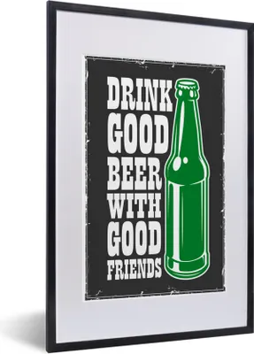 Produktbild von MuchoWow® MuchoWow® Gerahmtes Poster Mancave - Bier - Vintage - Flasche 40x60 cm - Poster mit zchwarzem Bilderrahmen - Poster in Rahmen