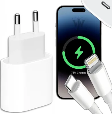 Zdjęcie produktu dla Szybka Ładowarka Sieciowa USB-C 20W + Kabel 1m Do iPhone iPad
