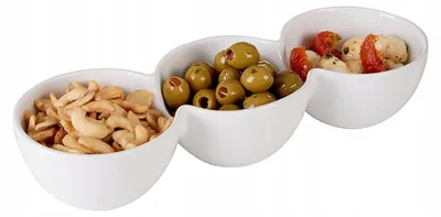 Produktbild von Excellent Houseware Snackschale aus Porzellan, 3 Fächer, 24 x 8 x 3 cm