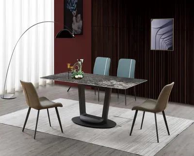 Produktbild von Luxus Möbel Design Esszimmer Garnitur Essgarnitur Stühle Tisch Gruppe 5tlg. Set