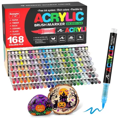 Acrylmarker-Set, 168 Farben, Pinselspitze, für DIY