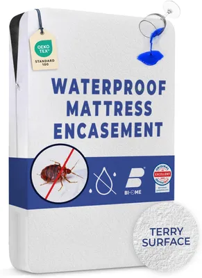Productafbeelding van Matrasbeschermer 160 x 200 x 8 cm met rits, waterdicht en met bescherming tegen huisstofmijt
