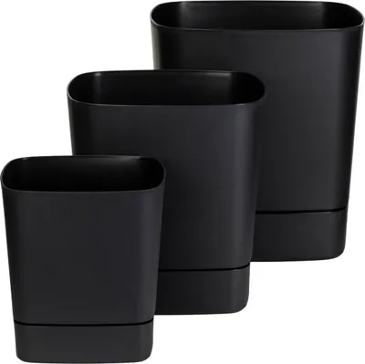 Immagine prodotto di HowHomely | Set di vasi con sottovasi - Fioriere - neri - 3 pezzi - Decorazione