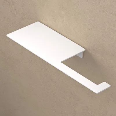 Produktbild von doporro Toilettenpapierhalter Kleben mit Ablage, Klopapierhalter ohne Bohren & mit Bohren, Klorollenhalter für Badezimmer Matt Weiß Lino-01