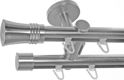 BASIT Innenlauf Gardinenstange 200cm - Edelstahl Look Deckenmontage 20mm