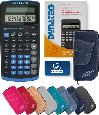 Produktbild von TI-30 ECO RS Taschenrechner mit Schutztasche dunkelblau und Fachbuch