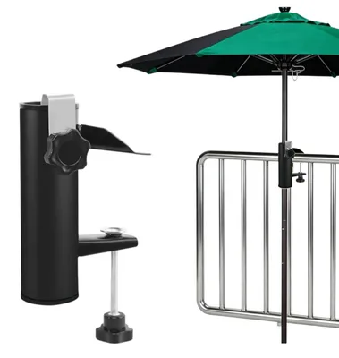 Obrázok produktu pre Držiak na slnečník na balkón, kovový, čierny, stojan na slnečník