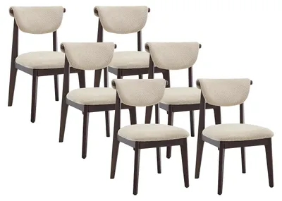 Produktbild von 6er-Set Stühle aus texturiertem Stoff und Kautschukholz - Beige - GABIEL