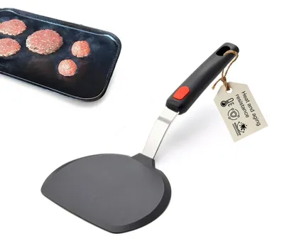 Image de Spatule en silicone, large et ronde, 27,8 x 13 cm, noire, résistante à la chaleur, antiadhésive, ustensile de cuisine