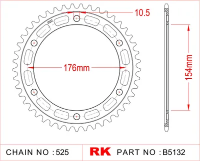 Produktbild von Rk Kettenrad 525 44z Stahl schwarz