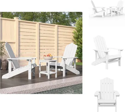 Immagine prodotto di vidaXL sedie da giardino Adirondack con tavolo HDPE bianco - Sedie da giardino