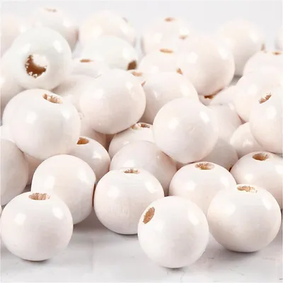 Produktbild von Holzperlen, D 10 mm, Lochgröße 3 mm, Weiß, 20g/ 1 Pck [HOB-570592]