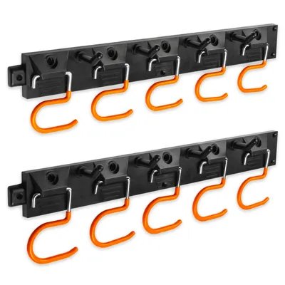 Produktbild von VON STEINEICH® Gartengerätehalter [2x40cm] Werkzeug Organizer mit rutschfesten Haken – Gerätehalter für Gartengeräte (Besenhalterung Wand)