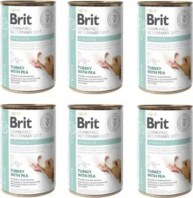 Obrázek produktu pro BRIT Grain Free Vet Diets Dog Struvite Indyk & Groszek – mokré krmivo pro psy – 6 x 400 g