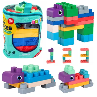 Productafbeelding van Zachte sensorische bouwblokken in een tas voor kinderen Kleurrijk 30 stuks.