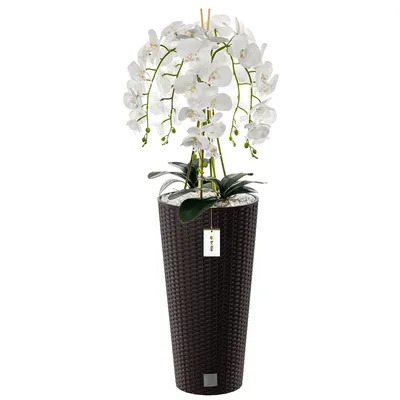 Produktbild von Künstliche Orchidee Kaskaden Blumenstrauß Weiß im Topf Umbra H 110 cm Heimbüro Dekoration, Kunstpflanze Orchidee, Kunstblume, Künstliche Orchidee im Topf