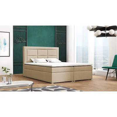 Obrázek produktu pro Boxspringová manželská postel s úložným prostorem 180x200 PALIGEN 1 - béžová + topper
