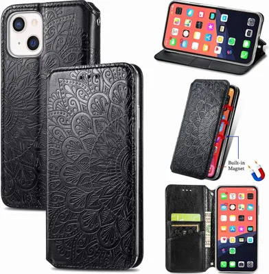 Produktbild von König Design Hülle kompatibel mit Apple iPhone 13 mini Kunstleder Handyhülle - Handy Case Schwarz