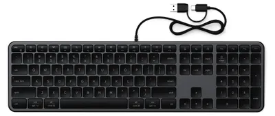Obrázek produktu pro Klávesnice Satechi Slim LX3 s numerickou klávesnicí, kabelovým připojením USB-A, portem USB-C a přepínačem pro režimy Mac/Windows (barva: space black)