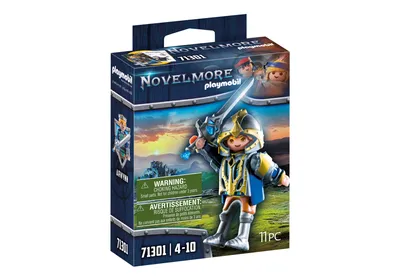 A Playmobil Novelmore toy set packaging featuring a knight figure.