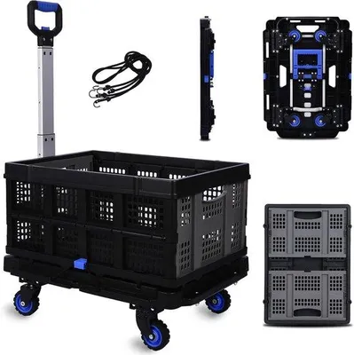 Produktbild von Famanu Plattformwagen 2-in-1 - Faltbar, 150 kg Tragkraft, mit Teleskopgriff