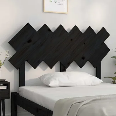 Zdjęcie produktu dla vidaXL Zagłówek łóżka czarny 122,5x3x80,5 cm z litego drewna sosnowego - Zagłówek - Zagłówki - Zagłówek łóżka - Zagłówek drewniany