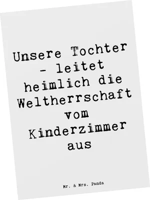 Produktbild von Mr. & Mrs. Panda Fotokarte Spruch Tochter Weltherrschaft - Weiß - Geschenk, Ansichtskarten, Postkarten, Postkarte, Kreativität, Geburtstage, Einfallsreichtum, Freude