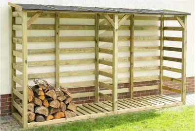 Produktbild von Kaminholzunterstand 05 - Abmessungen: 360 x 80 x 205 cm (L x B x H)