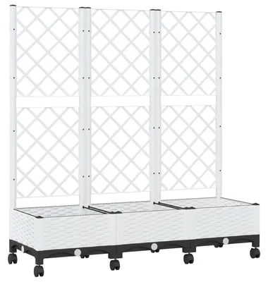 Zdjęcie produktu dla Doniczka z podporą i kółkami, biała, 120 x 40 x 131,5 cm, wykonana z polipropylenu (PP)