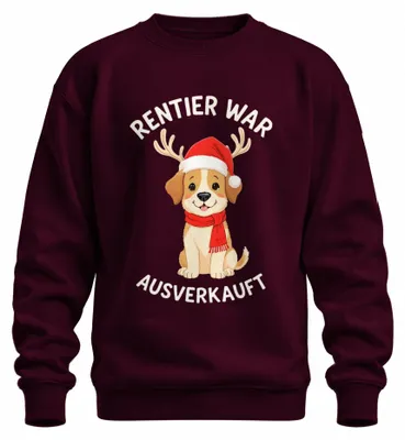 Produktbild von Rentier War t Hund Welpe Weihnachten Hundebesitzer Sweatshirt Pullover, Burgundy, XXL