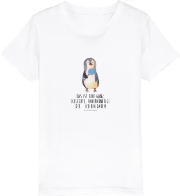 Produktbild von Mr. & Mrs. Panda Kindershirt Pinguin Lolli 12-14 Jahre (152/164) - Weiß - Geschenk, Kinder Kurzarm T-Shirt, Süßigkeiten, Jungen, Rabauke, Pinguine, Kleinkinder, Teenager
