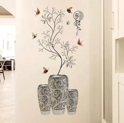 Image de Autocollant mural Fleurs dans un vase - Élégance KP16286