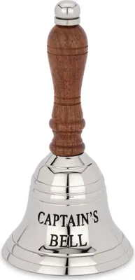 Produktbild von NKlaus 13cm Tischglocke Messing silber graviert CAPTAIN'S BELL Handglocke Serviceglocke 14628