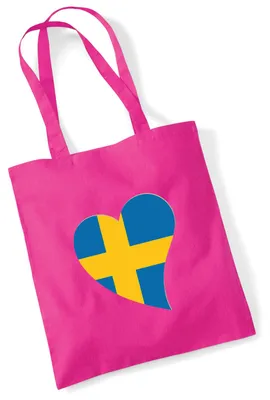 Produktbild von Huuraa Jutebeutel Schweden Flagge Herz 10 Liter Fuchsia Baumwolle Tasche Geschenkidee