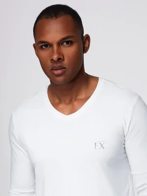Produktbild von Ombre  Herren Longsleeve  V-Ausschnitt SLIM FIT weiß XL